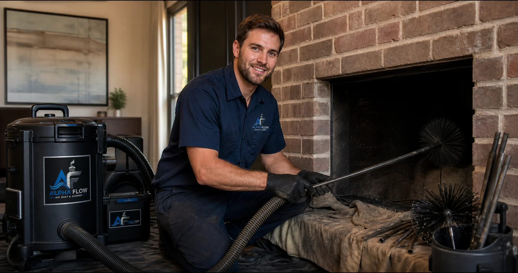 Alpha Flow chimney cleaning technician serving Murphy, Texas